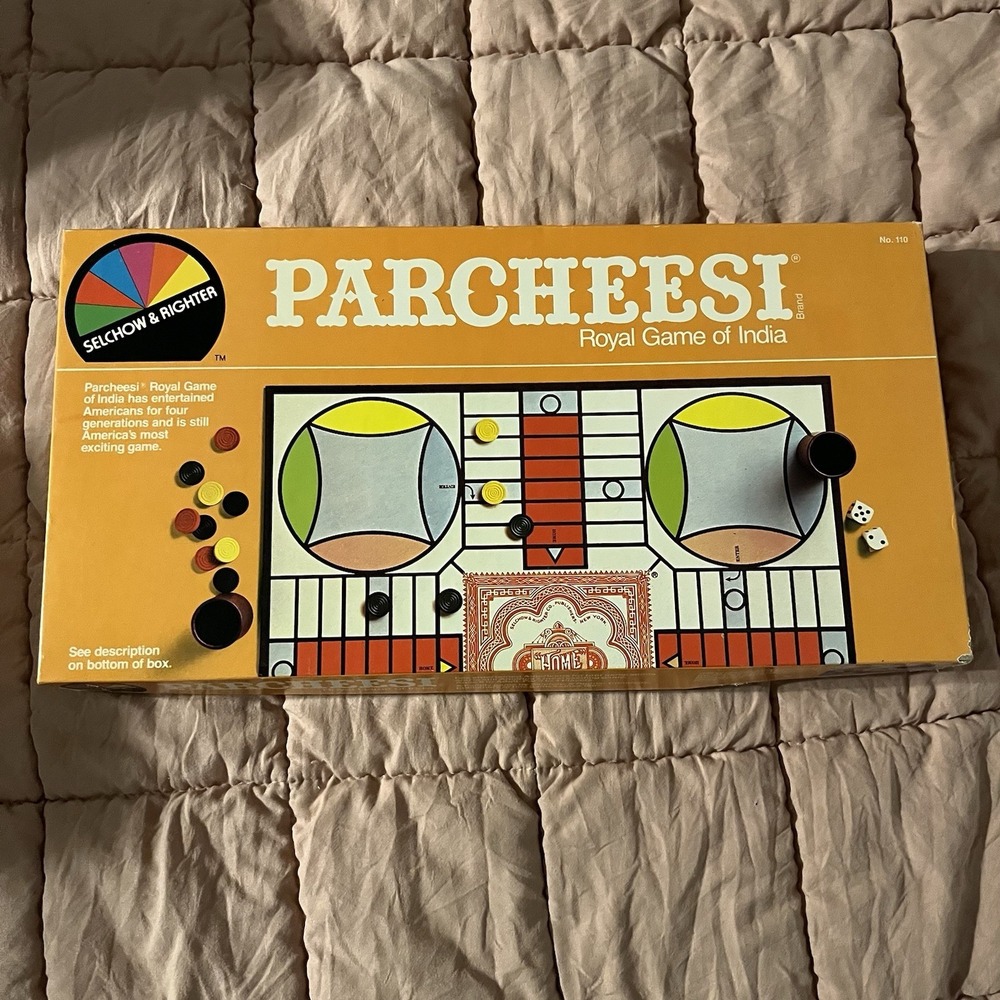 Vintage 1982 Parcheesi Board Game 100% Complete In Box CIB Royal Game of India